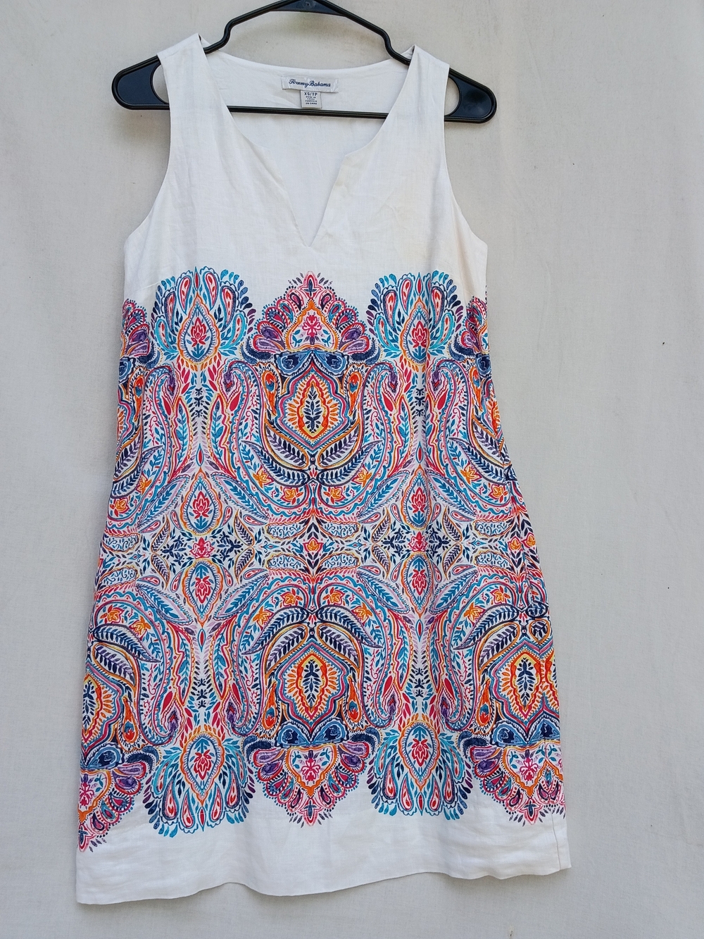 Tommy Bahama White Mini Dress with Multicolor Paisley Print
